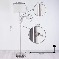 Hofstein Antillo Stehleuchte Nickel-Matt, 2-flammig -Bürolampen Verkäufe antillo stehleuchte h3414002 3