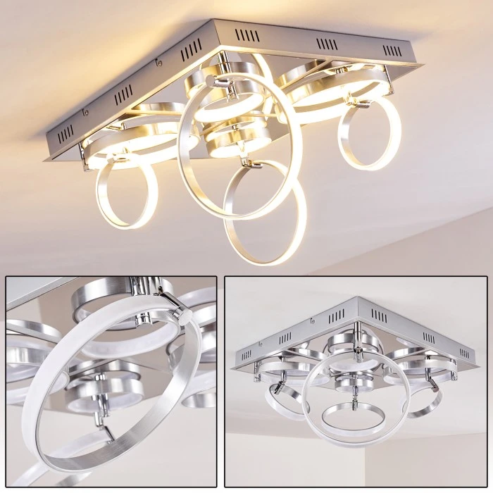 Hofstein Aragno Deckenleuchte LED Nickel-Matt, Chrom, 1-flammig 1 Hofstein Aragno Deckenleuchte LED Nickel-Matt, Chrom, 1-flammig