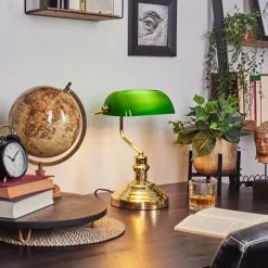 Hofstein Bankerlampe Messing, Gr&uuml;n, Gold, 1-flammig -Bürolampen Verkäufe bankerlampe h164243 6