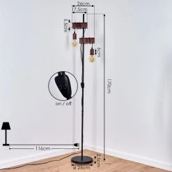 Hofstein Barbengo Stehleuchte Schwarz, Rostfarben, 2-flammig -Bürolampen Verkäufe barbengo stehleuchte h3434895 3