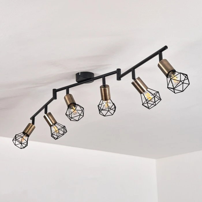 Hofstein Baripada Deckenleuchte Messing, Schwarz, 6-flammig 8 Hofstein Baripada Deckenleuchte Messing, Schwarz, 6-flammig – Bild 8