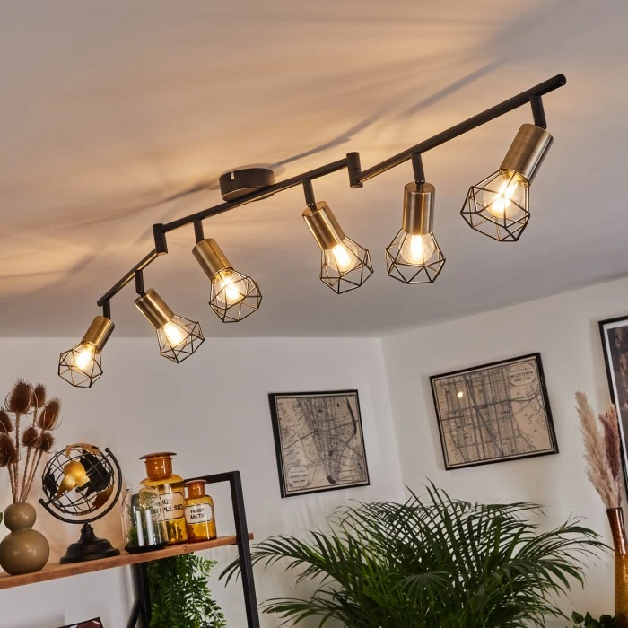 Hofstein Baripada Deckenleuchte Messing, Schwarz, 6-flammig 9 Hofstein Baripada Deckenleuchte Messing, Schwarz, 6-flammig – Bild 9