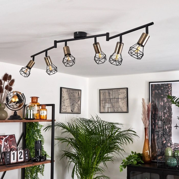 Hofstein Baripada Deckenleuchte Messing, Schwarz, 6-flammig 10 Hofstein Baripada Deckenleuchte Messing, Schwarz, 6-flammig – Bild 10