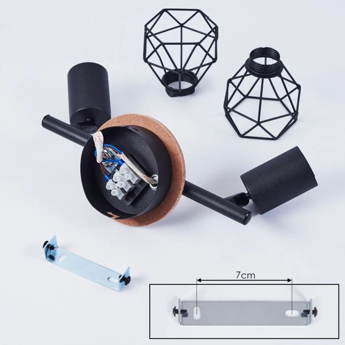 Hofstein Baripada Deckenleuchte Schwarz, Holz dunkel, 2-flammig 5 Hofstein Baripada Deckenleuchte Schwarz, Holz dunkel, 2-flammig – Bild 5