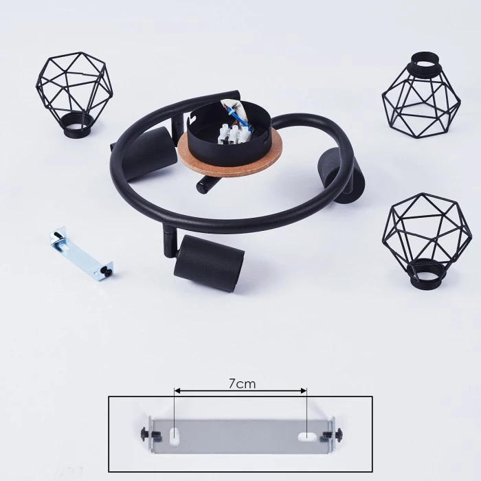 Hofstein Baripada Deckenleuchte Schwarz, Braun, 3-flammig 5 Hofstein Baripada Deckenleuchte Schwarz, Braun, 3-flammig – Bild 5