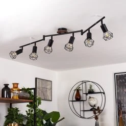 Hofstein Baripada Deckenleuchte Schwarz, Holz dunkel, 6-flammig -Bürolampen Verkäufe baripada deckenleuchte h33880682 9