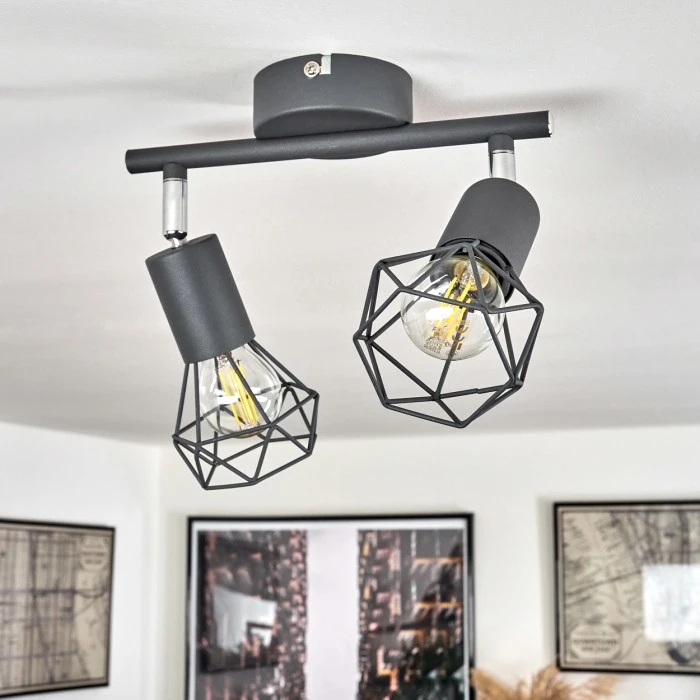 Hofstein Baripada Deckenleuchte Chrom, Grau, 2-flammig 2 Hofstein Baripada Deckenleuchte Chrom, Grau, 2-flammig – Bild 2