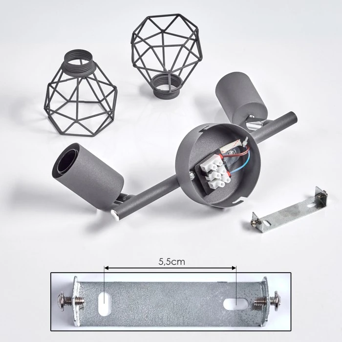 Hofstein Baripada Deckenleuchte Chrom, Grau, 2-flammig 5 Hofstein Baripada Deckenleuchte Chrom, Grau, 2-flammig – Bild 5