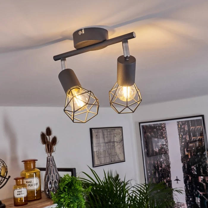 Hofstein Baripada Deckenleuchte Chrom, Grau, 2-flammig 7 Hofstein Baripada Deckenleuchte Chrom, Grau, 2-flammig – Bild 7