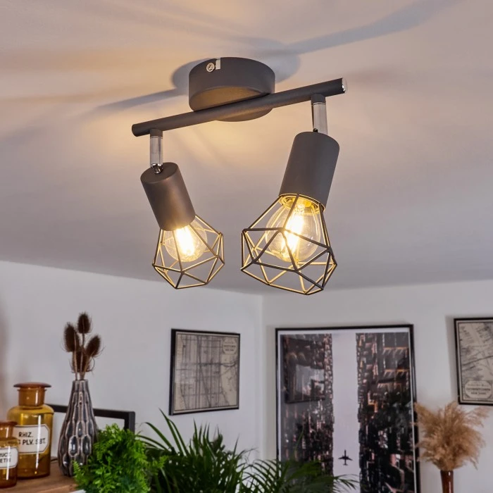 Hofstein Baripada Deckenleuchte Chrom, Grau, 2-flammig 9 Hofstein Baripada Deckenleuchte Chrom, Grau, 2-flammig – Bild 9