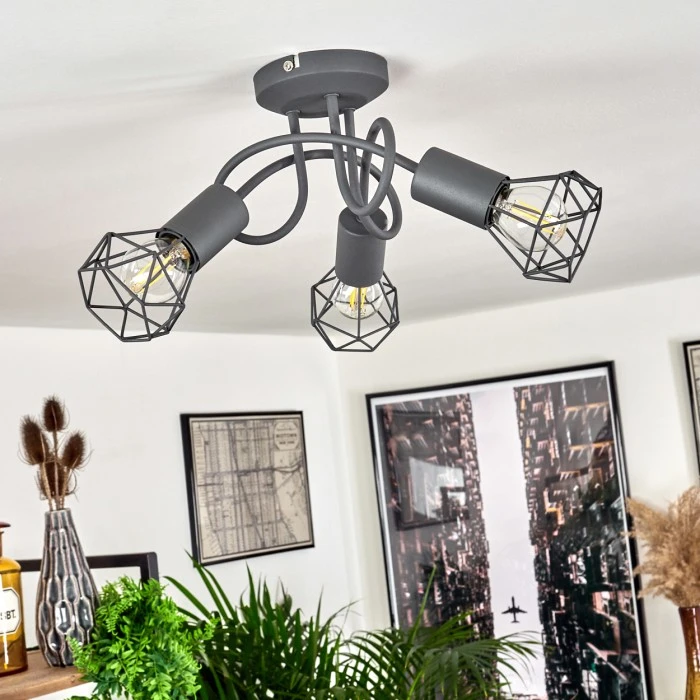 Hofstein Baripada Deckenleuchte Grau, 3-flammig 2 Hofstein Baripada Deckenleuchte Grau, 3-flammig – Bild 2