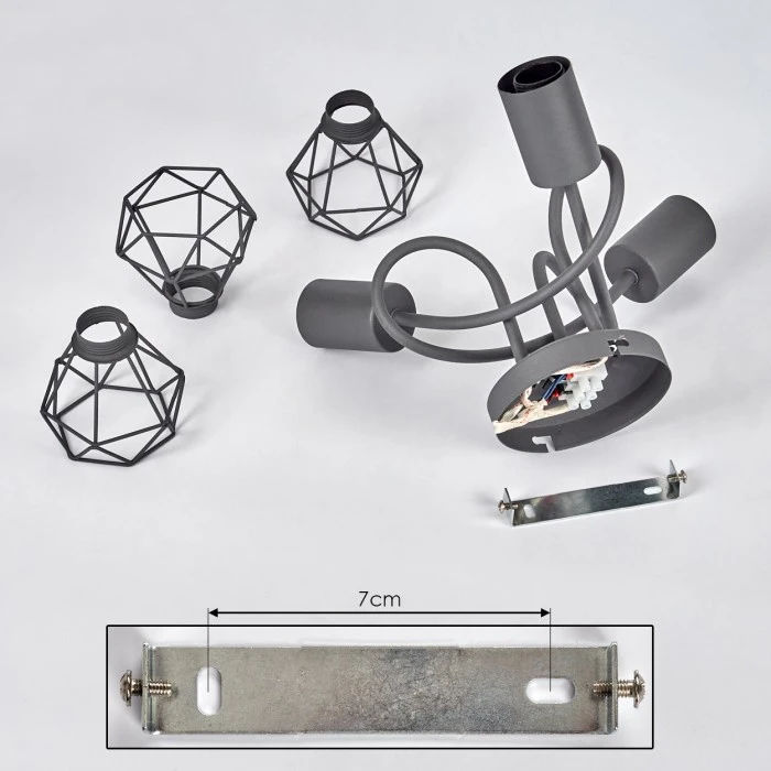Hofstein Baripada Deckenleuchte Grau, 3-flammig 5 Hofstein Baripada Deckenleuchte Grau, 3-flammig – Bild 5