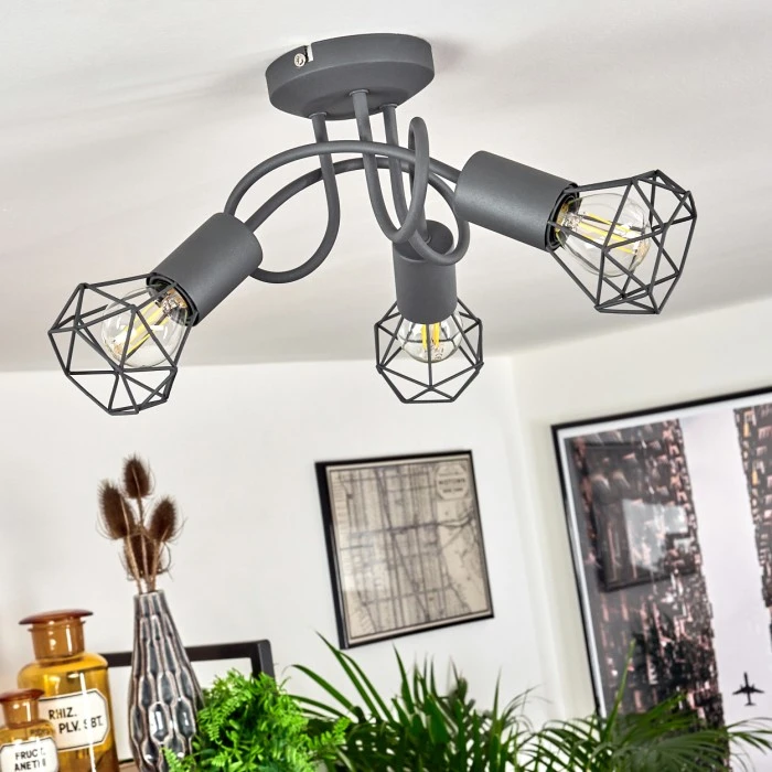 Hofstein Baripada Deckenleuchte Grau, 3-flammig 10 Hofstein Baripada Deckenleuchte Grau, 3-flammig – Bild 10