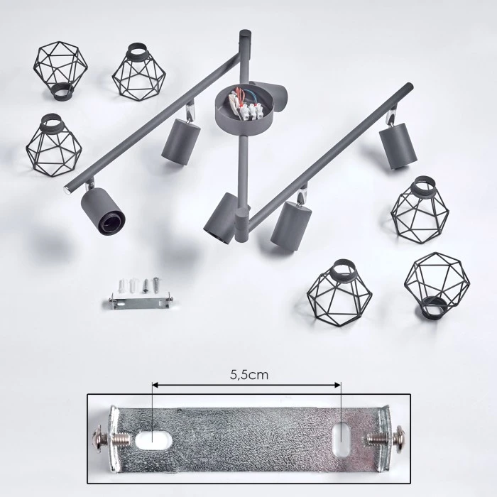 Hofstein Baripada Deckenleuchte Chrom, Anthrazit, 6-flammig 5 Hofstein Baripada Deckenleuchte Chrom, Anthrazit, 6-flammig – Bild 5