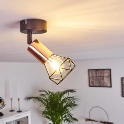 Hofstein Baripada Deckenleuchte Schwarz, Kupferfarben, 1-flammig -Bürolampen Verkäufe baripada deckenleuchte h3414408 6