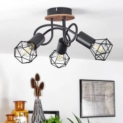 Hofstein Borio Deckenleuchte Schwarz, Braun, 3-flammig -Bürolampen Verkäufe borio deckenleuchte h3388044 10