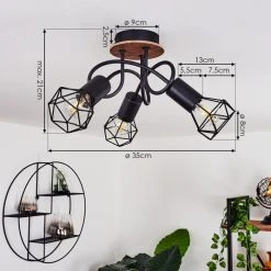 Hofstein Borio Deckenleuchte Schwarz, Braun, 3-flammig -Bürolampen Verkäufe borio deckenleuchte h3388044 3