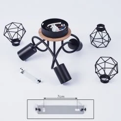 Hofstein Borio Deckenleuchte Schwarz, Braun, 3-flammig -Bürolampen Verkäufe borio deckenleuchte h3388044 4