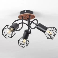 Hofstein Borio Deckenleuchte Schwarz, Braun, 3-flammig -Bürolampen Verkäufe borio deckenleuchte h3388044 7