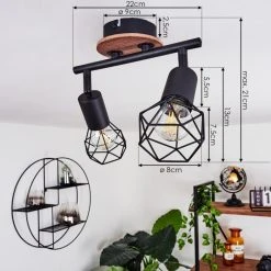 Hofstein Borio Deckenleuchte Schwarz, Braun, 2-flammig -Bürolampen Verkäufe borio deckenleuchte h3410394 3