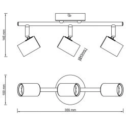 Brilliant Leuchten Brilliant Kerry Deckenleuchte Schwarz, Gold, 3-flammig -Bürolampen Verkäufe brilliant kerry deckenleuchte 99715 72 8