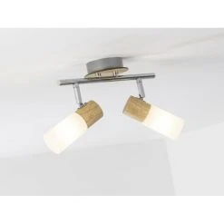 Brilliant Leuchten Babsan Deckenspot Weiß, Holz dunkel, 2-flammig