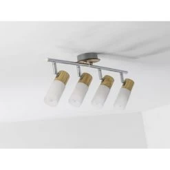 Brilliant Leuchten Babsan Deckenspot Weiß, Holz dunkel, 4-flammig -Bürolampen Verkäufe brilliant leuchten babsan deckenspot 51432 50 3