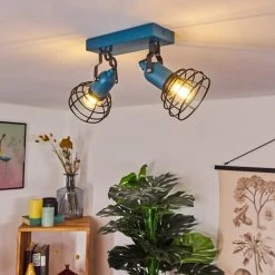 Hofstein Builako Deckenleuchte Blau, Schwarz, 2-flammig