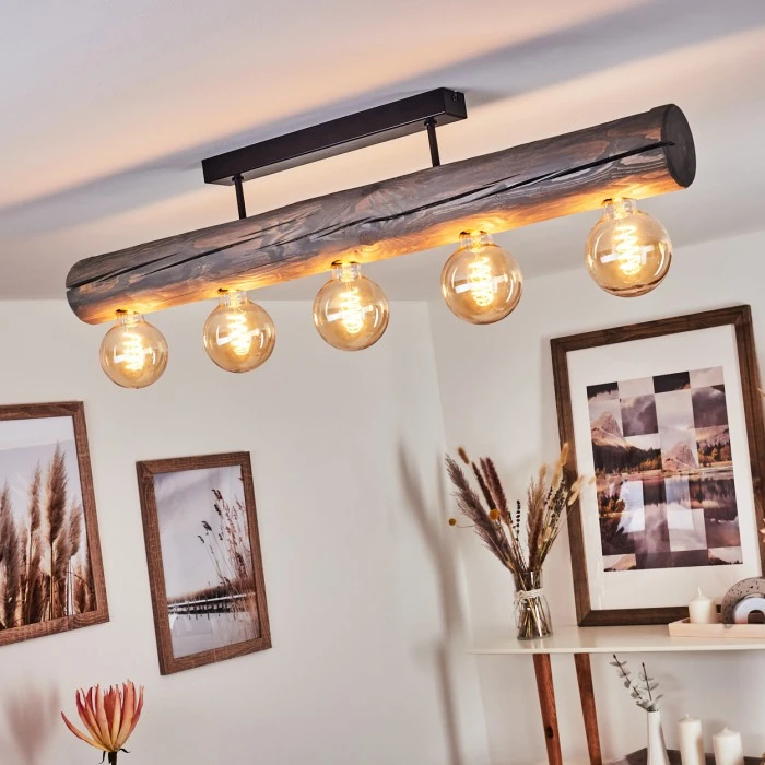 Hofstein Canedo Deckenleuchte Schwarz, Grau, 5-flammig 7 Hofstein Canedo Deckenleuchte Schwarz, Grau, 5-flammig – Bild 7