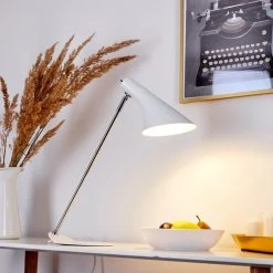 Hofstein Corralcay Tischleuchte Chrom, Weiß, 1-flammig -Bürolampen Verkäufe corralcay tischleuchte h3408032 10