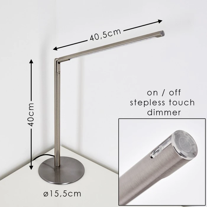 Hofstein Deje Tischleuchte LED Nickel-Matt, 1-flammig 2 Hofstein Deje Tischleuchte LED Nickel-Matt, 1-flammig – Bild 2