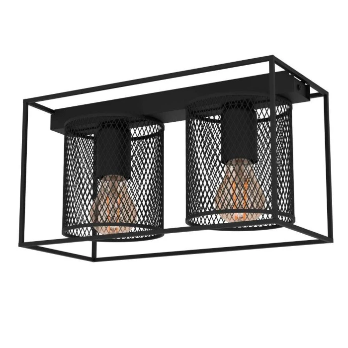 Eglo Leuchten Eglo CATTERICK Deckenleuchte Schwarz, 2-flammig 2 Eglo Leuchten Eglo CATTERICK Deckenleuchte Schwarz, 2-flammig – Bild 2