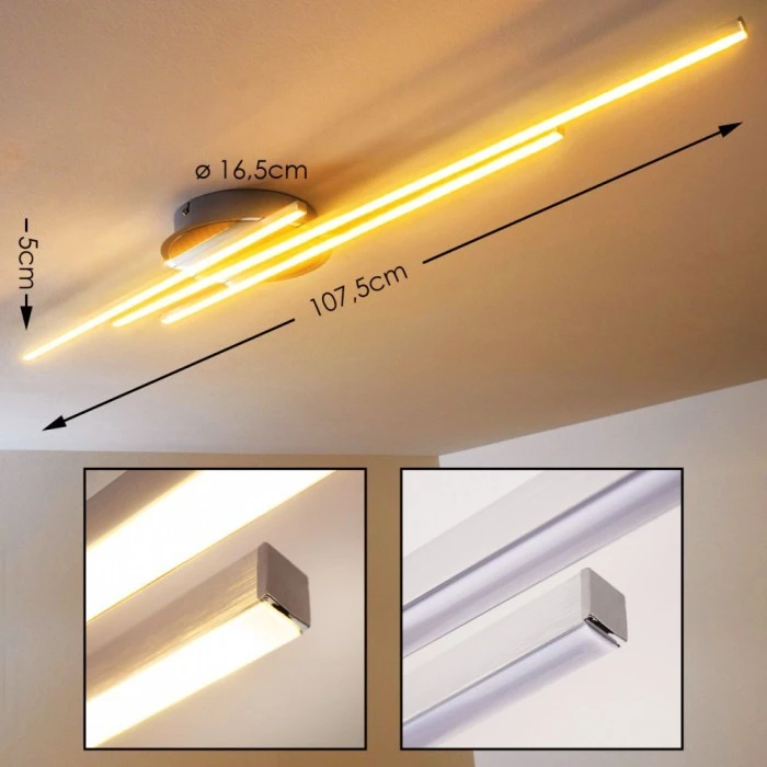 Hofstein Emo Deckenleuchte LED Stahl gebürstet, 3-flammig 2 Hofstein Emo Deckenleuchte LED Stahl gebürstet, 3-flammig – Bild 2