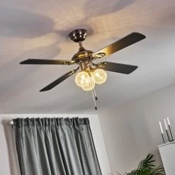 Hofstein Estepona Deckenventilator LED Chrom, Braun, Weiß, 3-flammig -Bürolampen Verkäufe estepona deckenventilator h3369975 2