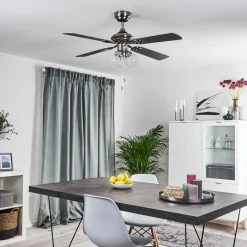 Hofstein Estepona Deckenventilator LED Chrom, Braun, Weiß, 3-flammig -Bürolampen Verkäufe estepona deckenventilator h3369975 3