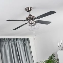 Hofstein Estepona Deckenventilator LED Chrom, Braun, Weiß, 3-flammig -Bürolampen Verkäufe estepona deckenventilator h3369975 7