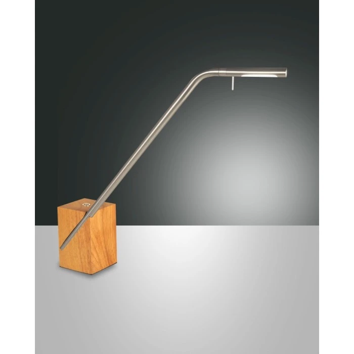 Fabas Luce Viktor Tischleuchte LED Nickel-Matt, Holz hell, 1-flammig 1 Fabas Luce Viktor Tischleuchte LED Nickel-Matt, Holz hell, 1-flammig