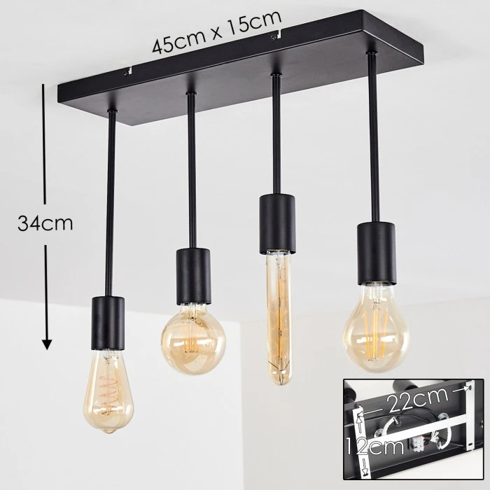 Hofstein Fabius Deckenleuchte Schwarz, 1-flammig 2 Hofstein Fabius Deckenleuchte Schwarz, 1-flammig – Bild 2