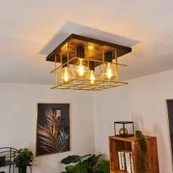 Hofstein Fevaag Deckenleuchte Schwarz, Gold, 4-flammig -Bürolampen Verkäufe fevaag deckenleuchte h3431917 10