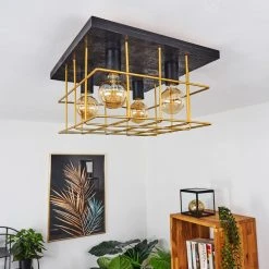 Hofstein Fevaag Deckenleuchte Schwarz, Gold, 4-flammig -Bürolampen Verkäufe fevaag deckenleuchte h3431917 9