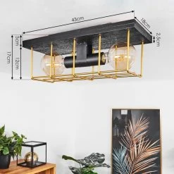 Hofstein Fevaag Deckenleuchte Schwarz, Gold, 2-flammig -Bürolampen Verkäufe fevaag deckenleuchte h3434444 3