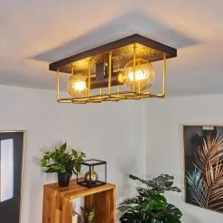 Hofstein Fevaag Deckenleuchte Schwarz, Gold, 2-flammig -Bürolampen Verkäufe fevaag deckenleuchte h3434444 6