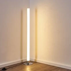 Hofstein Flaut Stehleuchte LED Chrom, 1-flammig, Fernbedienung, Farbwechsler -Bürolampen Verkäufe flaut stehleuchte h3270721 do1 15