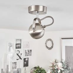 Hofstein Gadmen Deckenleuchte Nickel-Matt, Chrom, 1-flammig -Bürolampen Verkäufe gadmen deckenleuchte h3351895 10