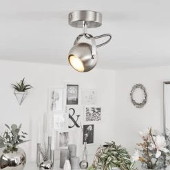 Hofstein Gadmen Deckenleuchte Nickel-Matt, Chrom, 1-flammig -Bürolampen Verkäufe gadmen deckenleuchte h3351895 8