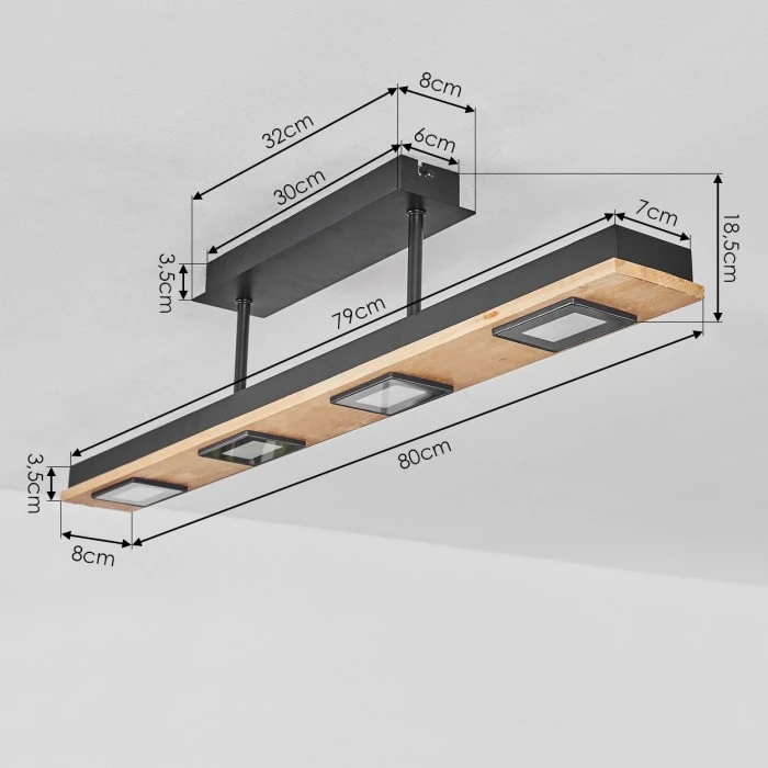 Hofstein Giresta Deckenleuchte LED Schwarz, 4-flammig 4 Hofstein Giresta Deckenleuchte LED Schwarz, 4-flammig – Bild 4