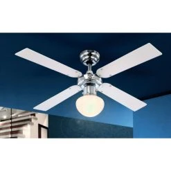 Globo CHAMPION Deckenventilator Chrom, Edelstahl, Weiß, 1-flammig 9 Globo CHAMPION Deckenventilator Chrom, Edelstahl, Weiß, 1-flammig -Bürolampen Verkäufe globo champion deckenventilator 330 3