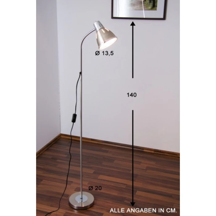 Globo Ego Stehleuchte Nickel-Matt, Chrom, 1-flammig 1 Globo Ego Stehleuchte Nickel-Matt, Chrom, 1-flammig