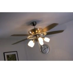 Globo JERRY Ventilator Nickel-Matt, Chrom, Edelstahl, 5-flammig -Bürolampen Verkäufe globo jerry ventilator 337 do1 10