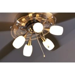 Globo JERRY Ventilator Nickel-Matt, Chrom, Edelstahl, 5-flammig -Bürolampen Verkäufe globo jerry ventilator 337 do1 11